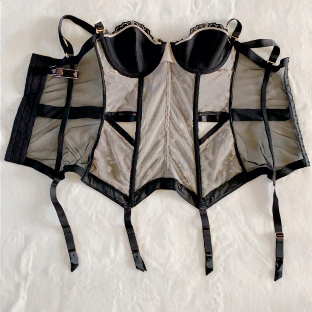 Black Lace Bustier Corset with Nude Lining - Women's Intimates - Picture 4 of 6